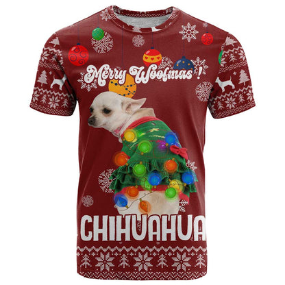 Chihuahua Dog Attitude Christmas T-Shirt Xmas Holiday Patterns Graphic Tee