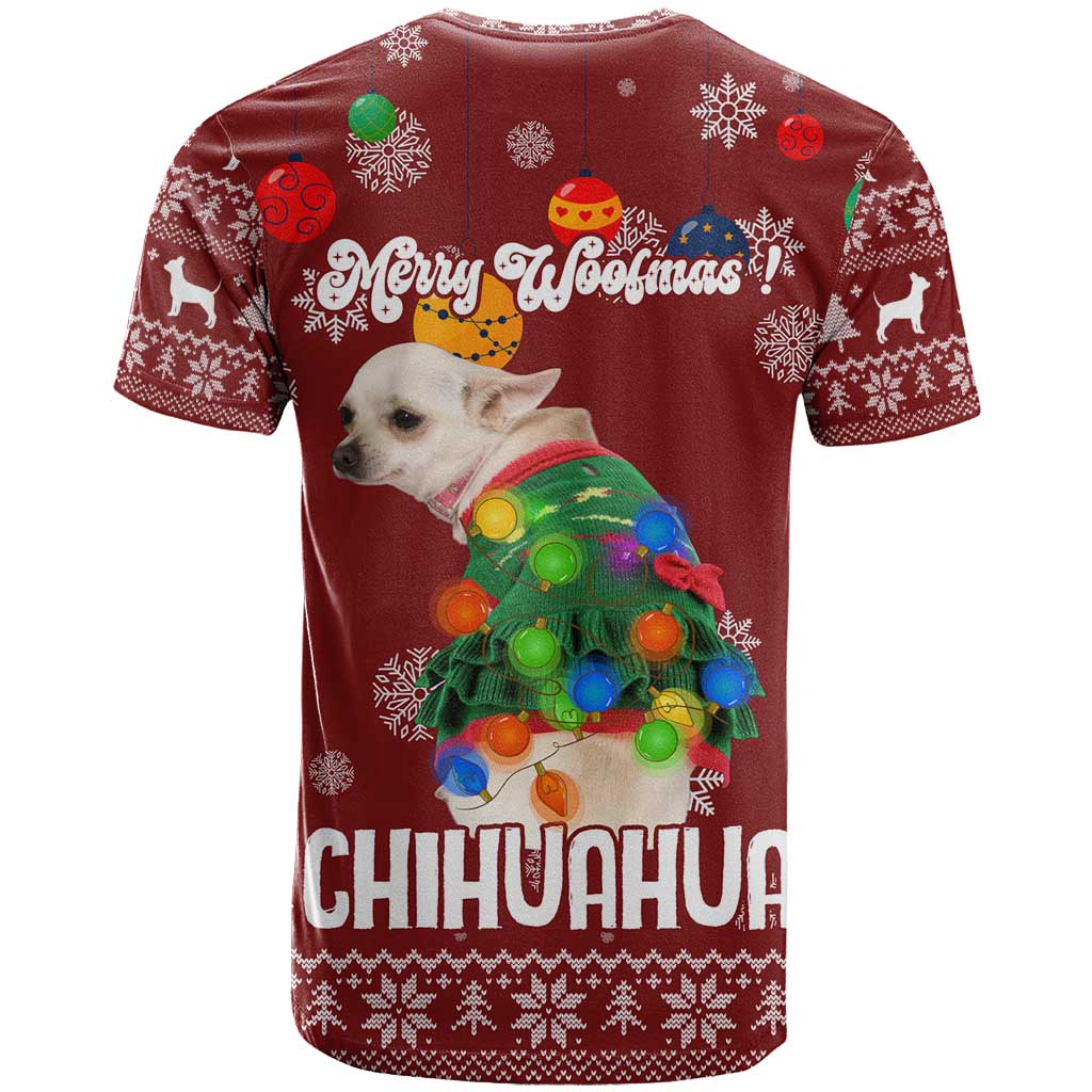 Chihuahua Dog Attitude Christmas T-Shirt Xmas Holiday Patterns Graphic Tee