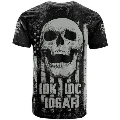 IDGAF Flag Skull T-Shirt Graphic Tee