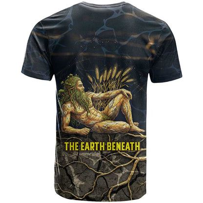Geb T-Shirt Ancient Egyptian Cracked Earth and Wheat Illustration Egyptian Earth God Graphic Tee