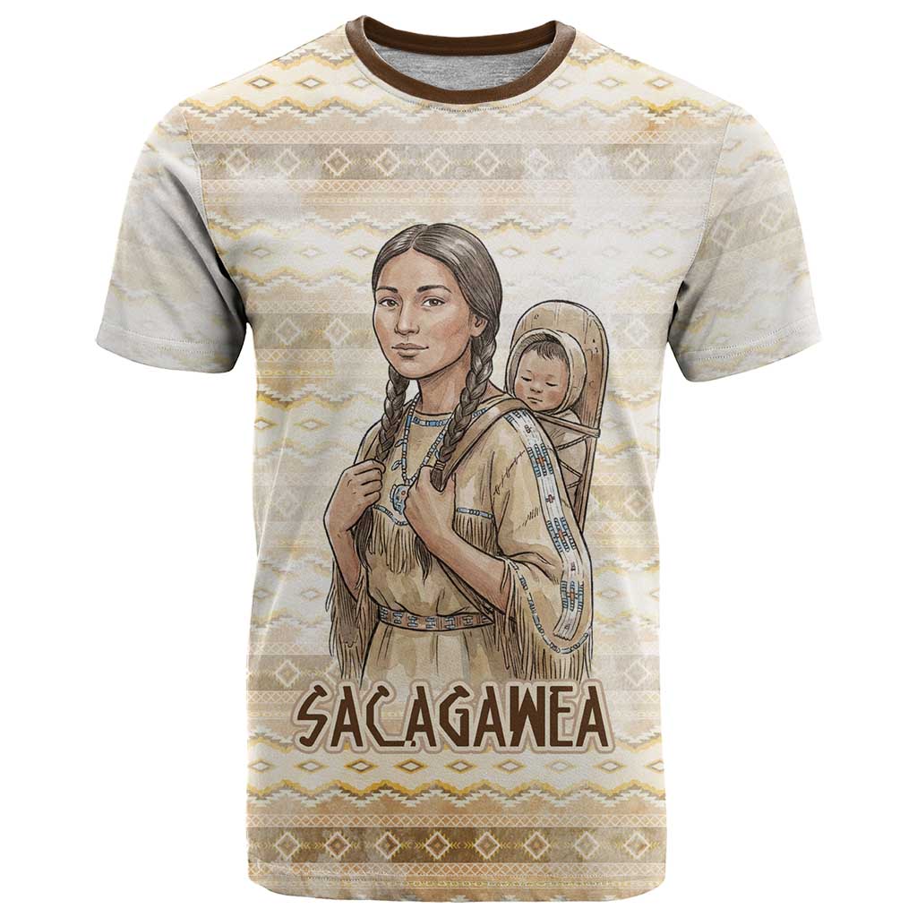Sacagawea Native American T-Shirt River Journey Scene Inspirational Quote Lead with Your Heart Graphic Tee