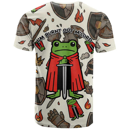Funny Cartoon Knight Frog T-Shirt Medieval Mood Meme Graphic Tee