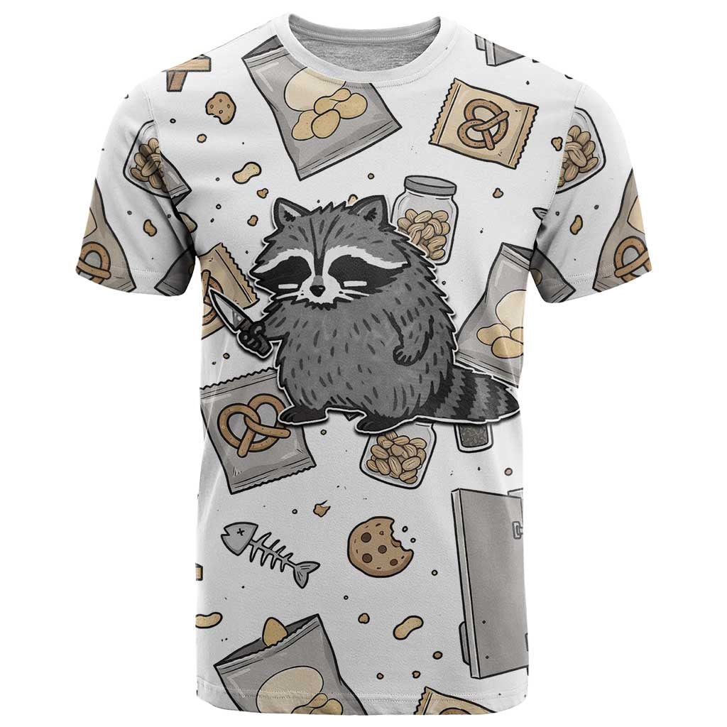 I Require Snacks Raccoon T-Shirt Cute Bandit Raccoon Chaos with a Knife Graphic Tee