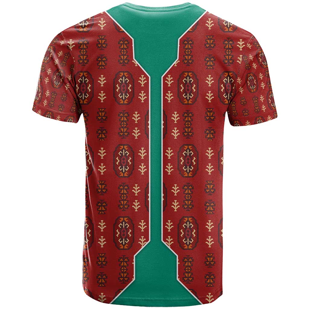 Turkmenistan Traditional Carpet Pattern T-Shirt with National Flag Graphic Tee