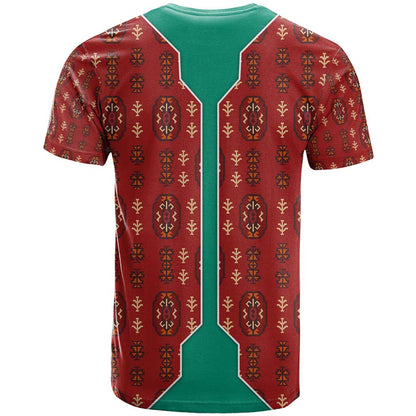 Turkmenistan Traditional Carpet Pattern T-Shirt with National Flag Graphic Tee