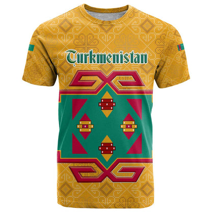 Turkmenistan Traditional Carpet Motif T-Shirt with Ethnic Pattern Design Graphic Tee