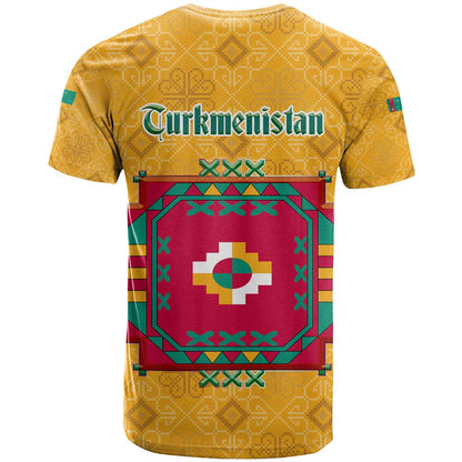 Turkmenistan Traditional Carpet Motif T-Shirt with Ethnic Pattern Design Graphic Tee