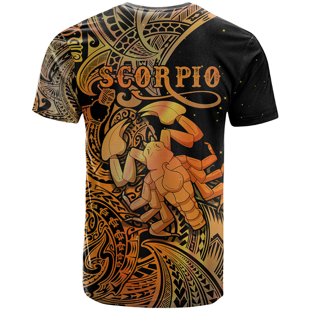 Zodiac Scorpio T-Shirt Polynesian in Orange Graphic Tee
