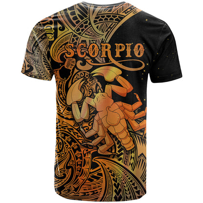 Zodiac Scorpio T-Shirt Polynesian in Orange Graphic Tee