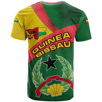 Guinea Bissau T-Shirt with Green Yellow Red Swirl Design Graphic Tee