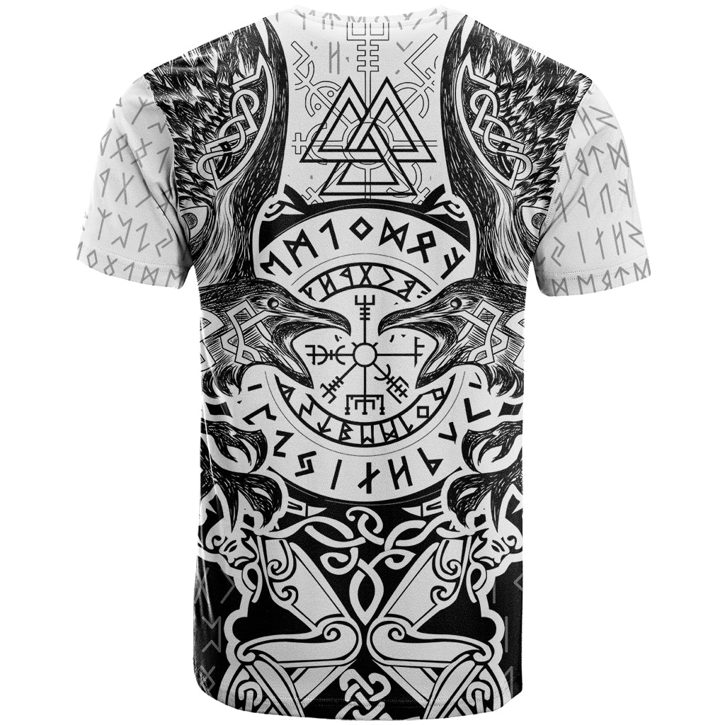 Viking Tattoo T-Shirt Hugin And Munin Asgardian Ravens Grunge Art Graphic Tee