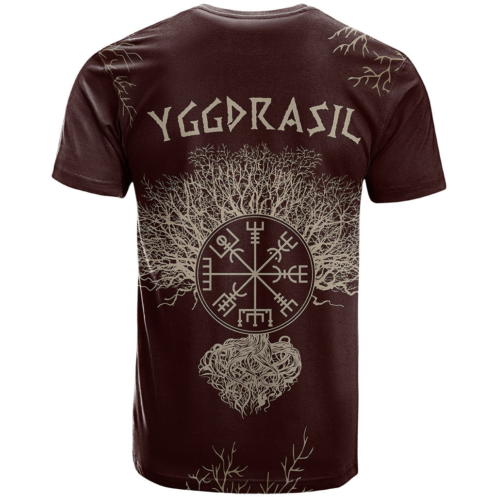 Viking T-Shirt Yggdrasil Pattern And Ancient Rune Graphic Tee