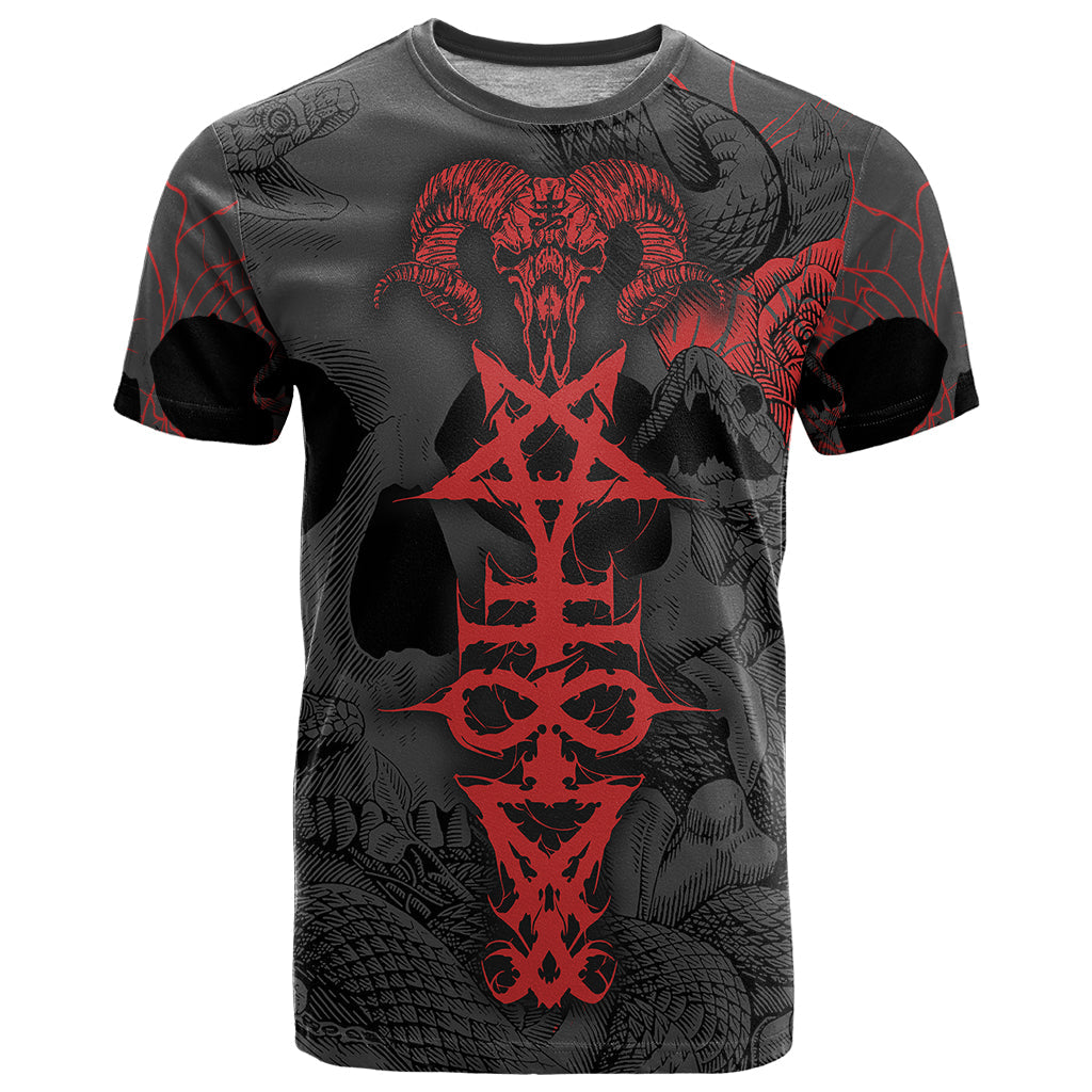 Skull Horror - Satan Symbol Grunge T-Shirt Graphic Tee