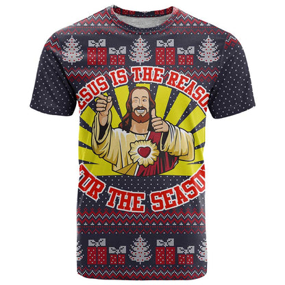 Jesus Is The Reason For The Season Christmas T-Shirt Funny Xmas Holiday Patterns Graphic Tee