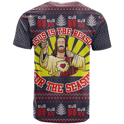 Jesus Is The Reason For The Season Christmas T-Shirt Funny Xmas Holiday Patterns Graphic Tee