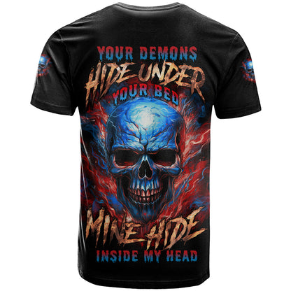 Your Demons Hide Under Your Bed Skull T-Shirt Graphic Tee