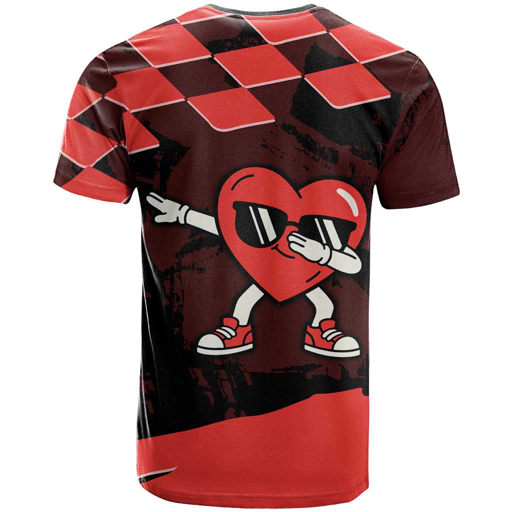 Six Seven Bruh Heart T-Shirt 67 Meme Cool Valentine’s Day Character Dabbing Graphic Tee