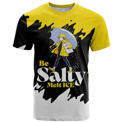 Be Salty Melt Ice T-Shirt with Bold Splash Pattern Graphic Tee