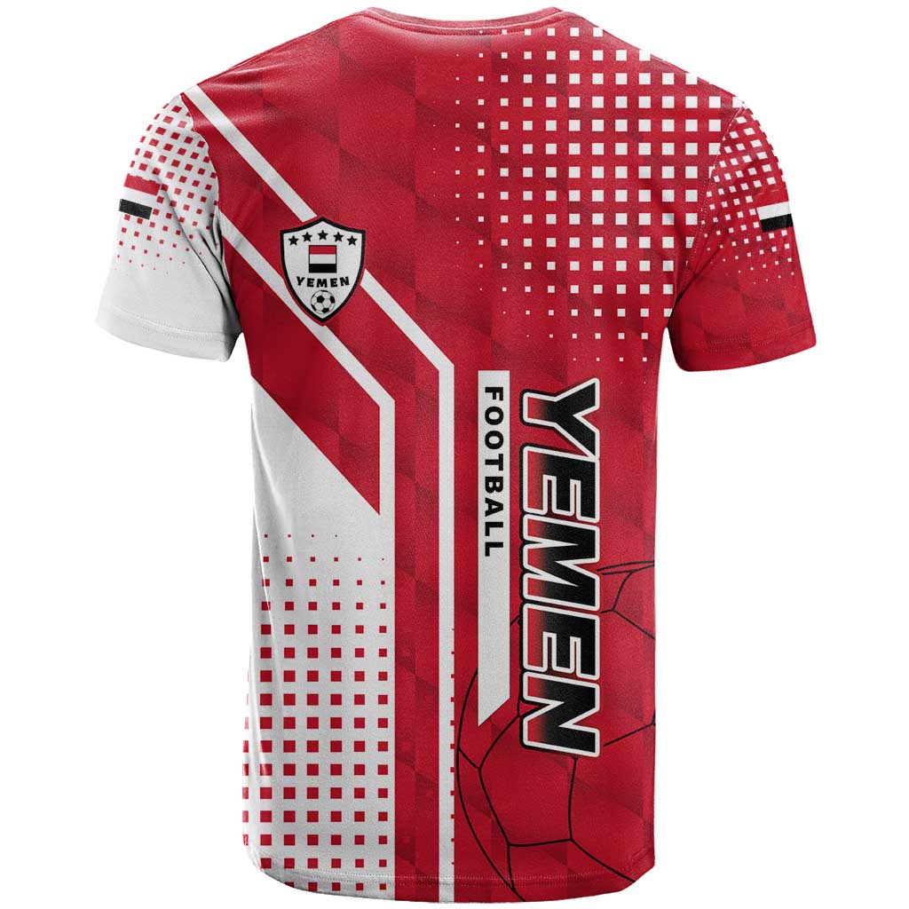 Yemen Football T-Shirt with Red and White Flag Design Graphic Tee