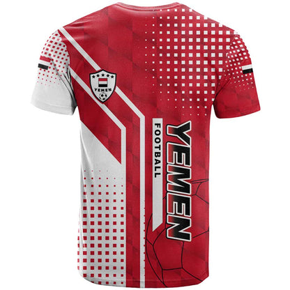 Yemen Football T-Shirt with Red and White Flag Design Graphic Tee