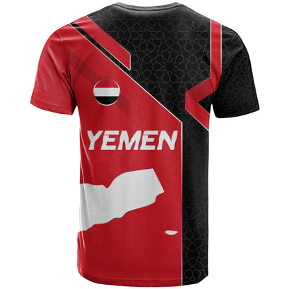 Yemen Eagle Emblem T-Shirt with National Flag and Map Design Graphic Tee