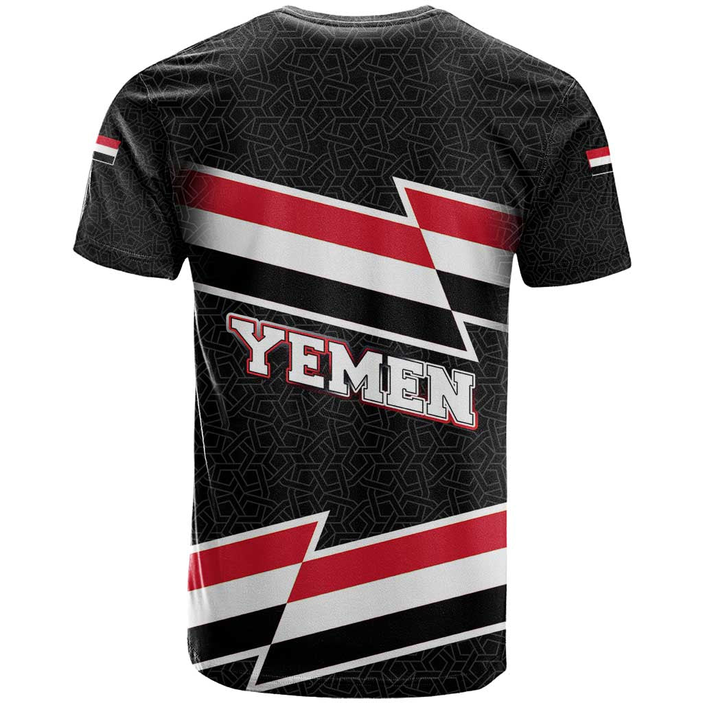 Yemen T-Shirt with National Eagle Emblem and Flag Stripe Design Graphic Tee