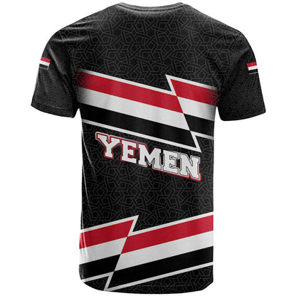 Yemen T-Shirt with National Eagle Emblem and Flag Stripe Design Graphic Tee