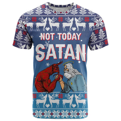 Jesus Not To Day Satan Christmas T-Shirt Funny Xmas Holiday Patterns Graphic Tee