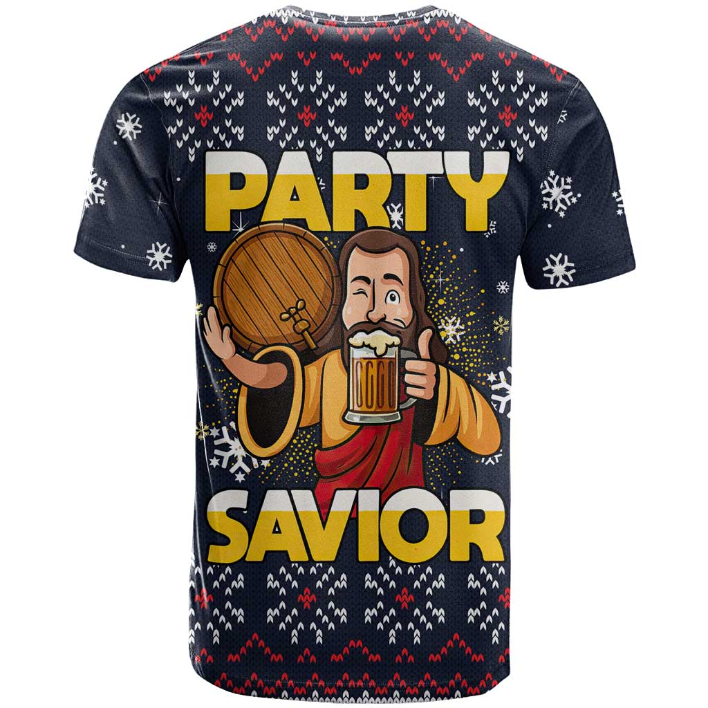 Jesus Party Savior Christmas T-Shirt Funny Xmas Holiday Patterns Graphic Tee