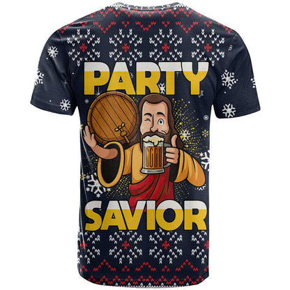 Jesus Party Savior Christmas T-Shirt Funny Xmas Holiday Patterns Graphic Tee