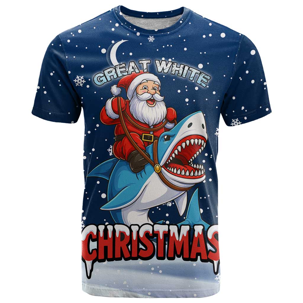 Great White Christmas Shark Christmas T-Shirt Funny Xmas Holiday Patterns Graphic Tee