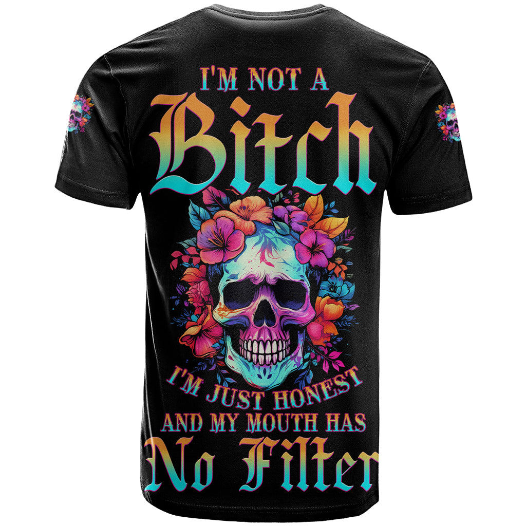I'm Not A B I'm Just Honest Skull Roses Colorful T-Shirt Graphic Tee