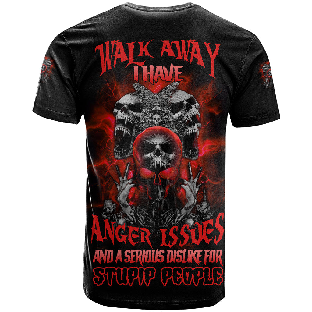 Walk Away I Have Anger Issues Skull T-Shirt Graphic Tee