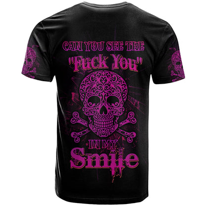 Can You See The F You Skull Rose T-Shirt Graphic Tee
