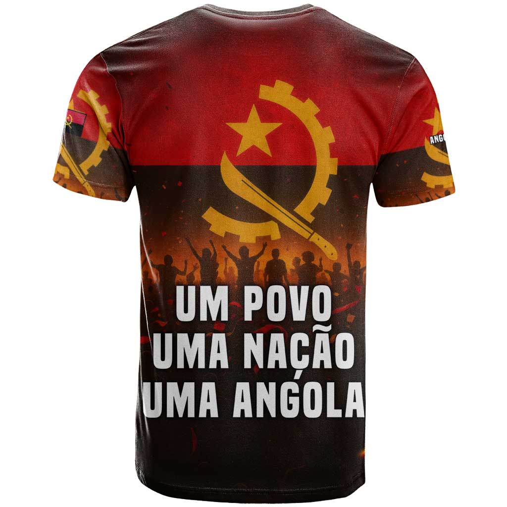 Angola T-Shirt with Red Black Yellow Grunge Design Graphic Tee