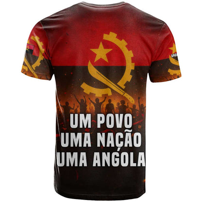 Angola T-Shirt with Red Black Yellow Grunge Design Graphic Tee