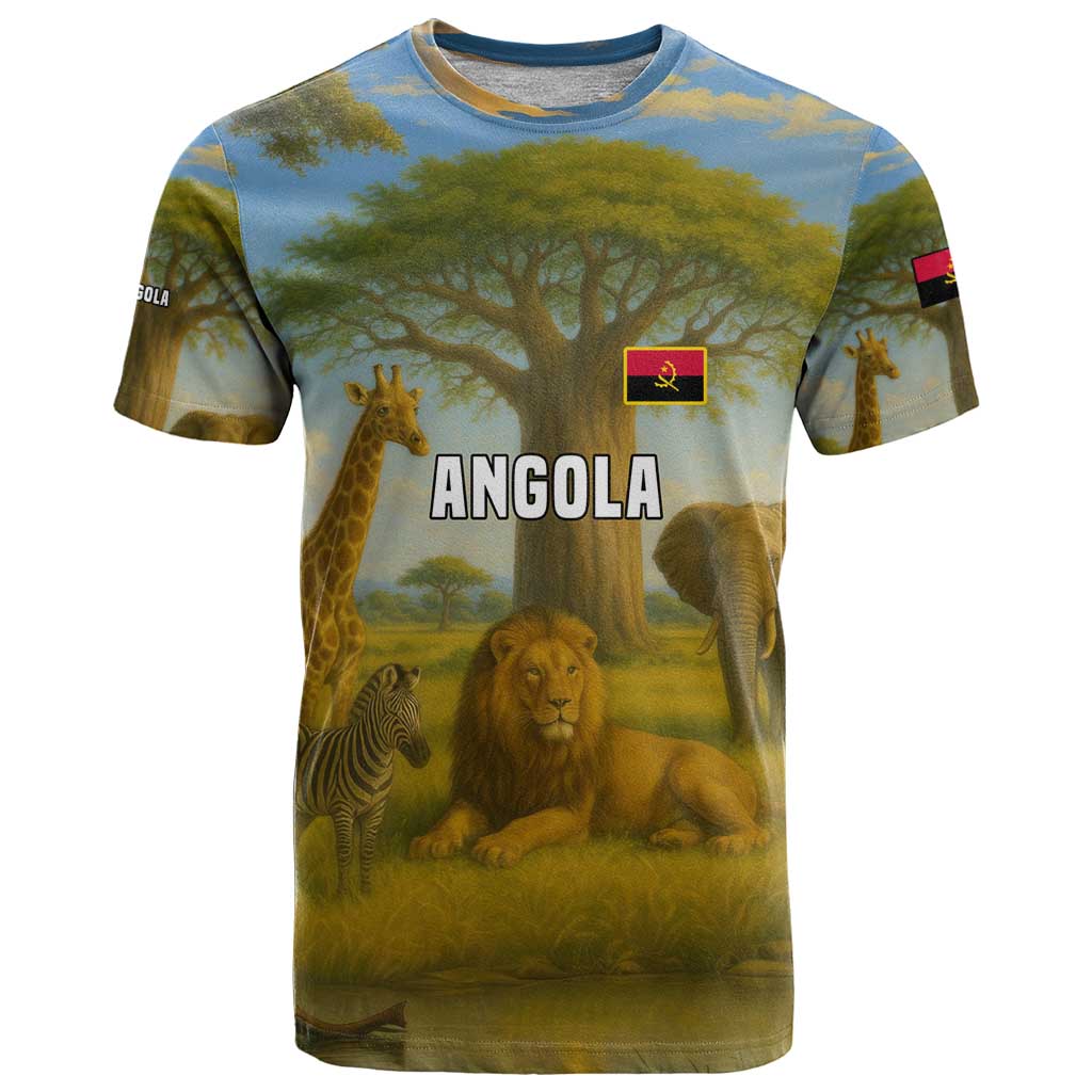 Angola T-Shirt with Savannah Wildlife Design and African Animal Graphic Tee