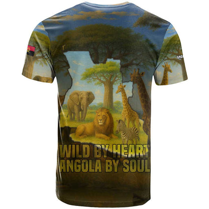 Angola T-Shirt with Savannah Wildlife Design and African Animal Graphic Tee
