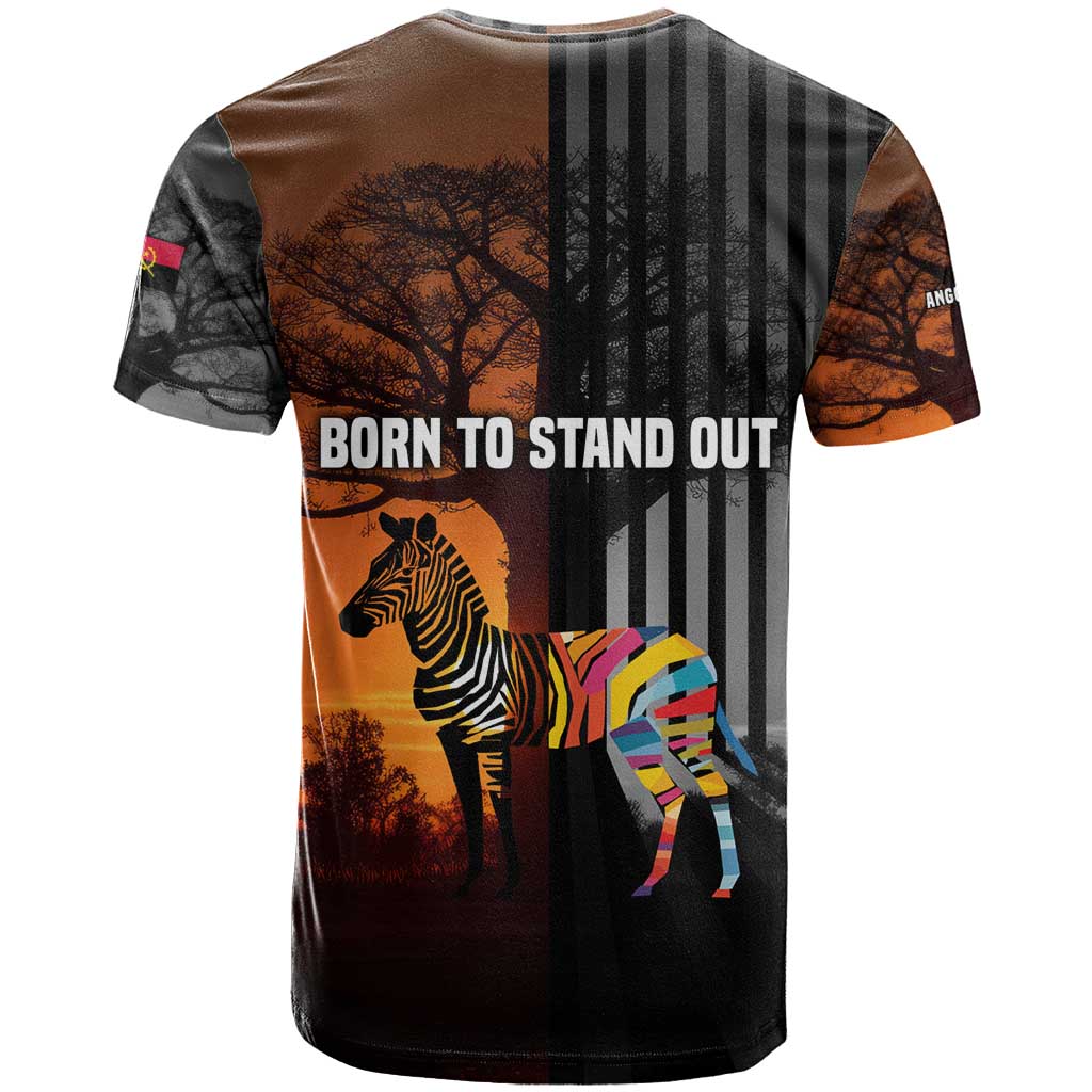 Angola T-Shirt with Sunset Zebra Design and African Nature Graphic Tee