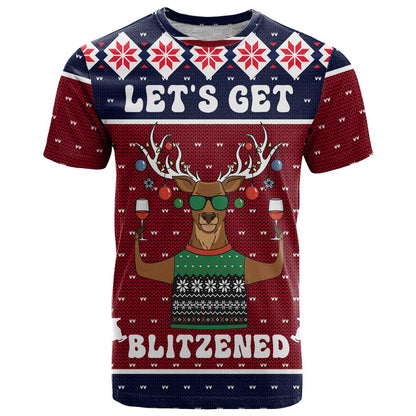 Lets Get Slouchy Christmas T-Shirt Funny Xmas Holiday Patterns Graphic Tee