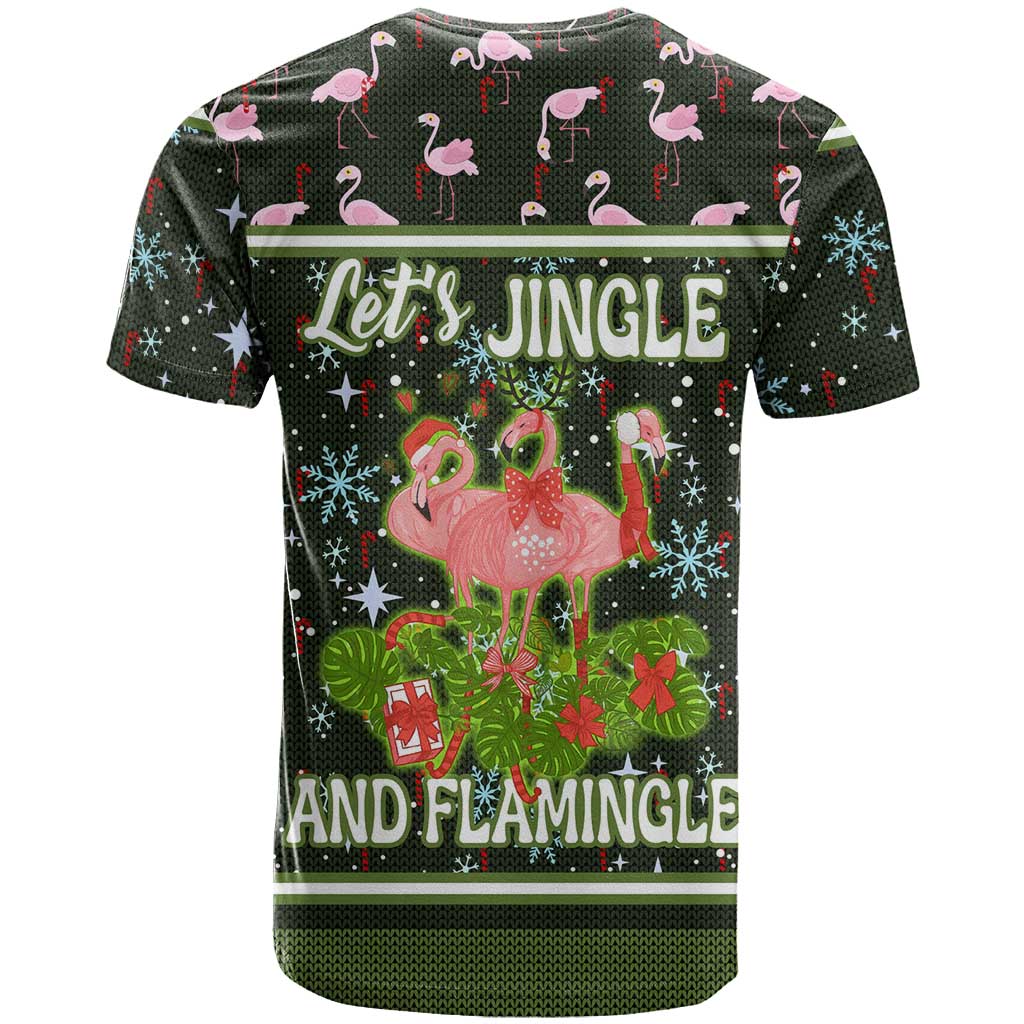 Lets Jingle And Flamingle Christmas T-Shirt Funny Xmas Holiday Patterns Graphic Tee