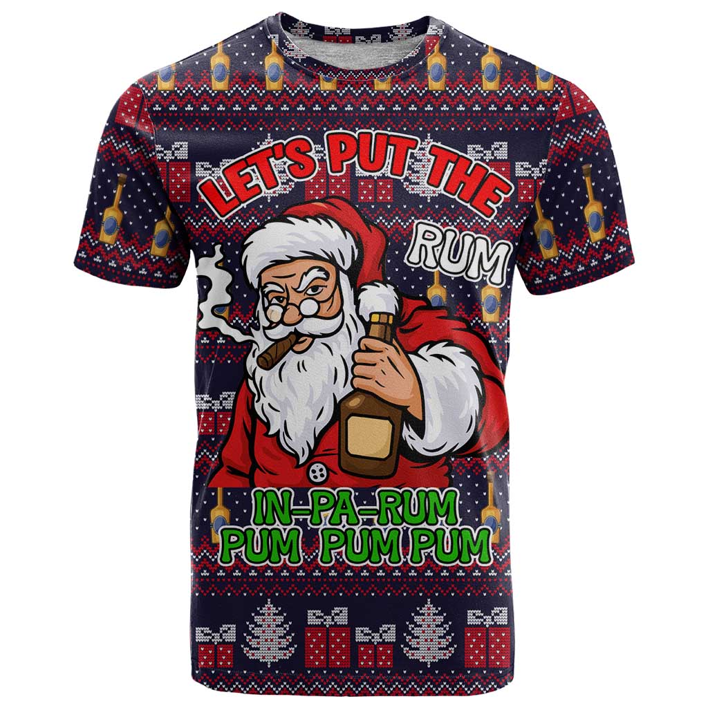 Lets Put The Rum Pum Pum Pum Christmas T-Shirt Xmas Holiday Patterns Graphic Tee