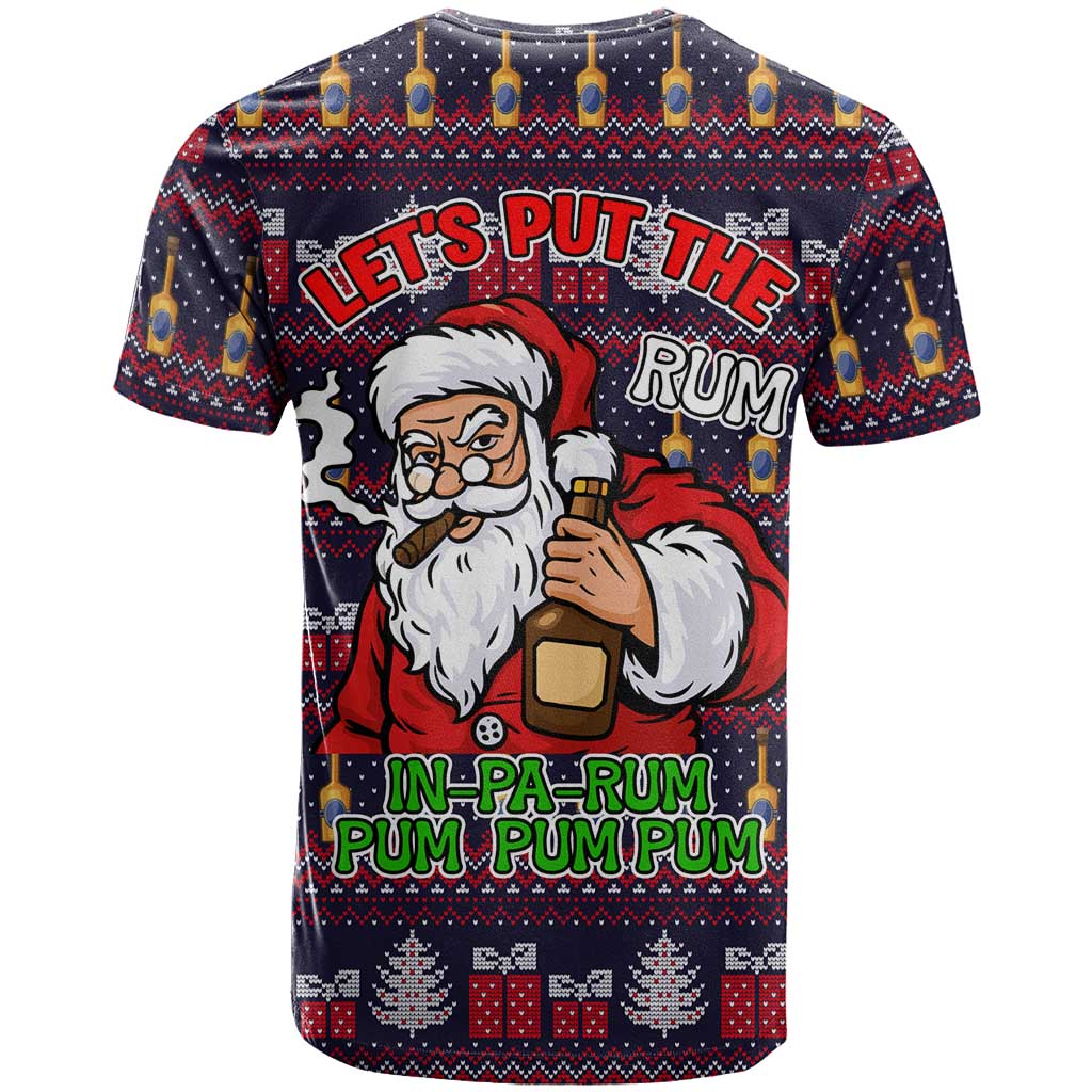 Lets Put The Rum Pum Pum Pum Christmas T-Shirt Xmas Holiday Patterns Graphic Tee