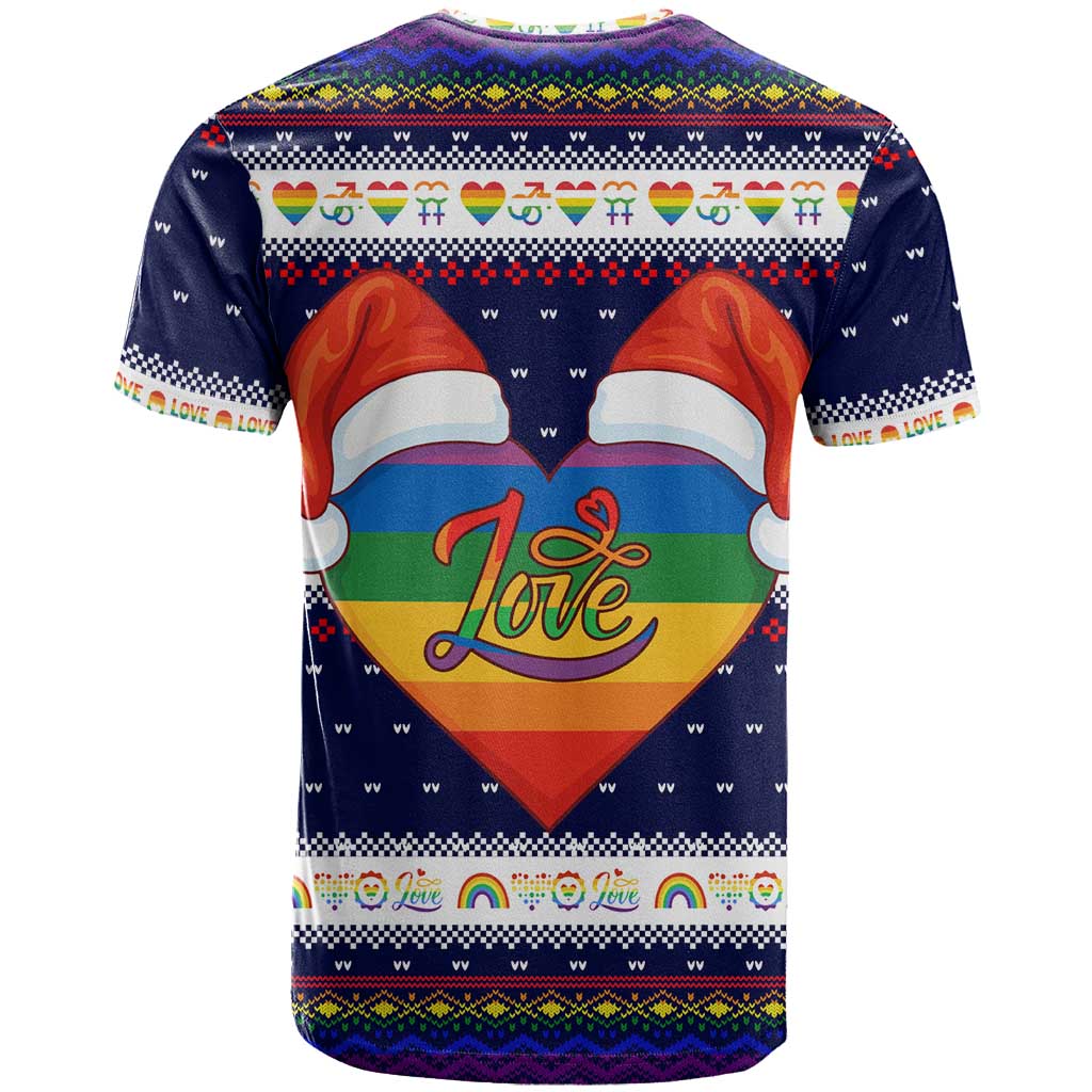 LGBT Heart Christmas Yall Christmas T-Shirt Xmas Holiday Patterns Graphic Tee