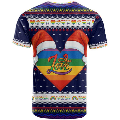 LGBT Heart Christmas Yall Christmas T-Shirt Xmas Holiday Patterns Graphic Tee