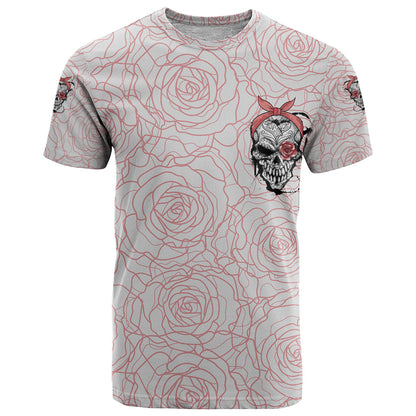 Warning Kinda Crazy Tattooed Girl Rose T-Shirt Graphic Tee