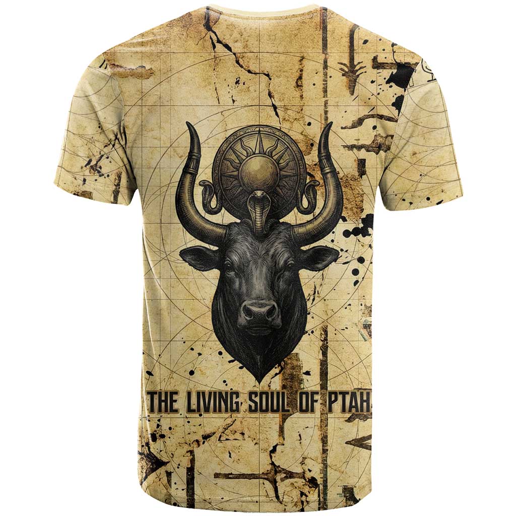 Apis T-Shirt Ancient Egyptian Papyrus Map, Egyptian Crown Bull Illustration Graphic Tee