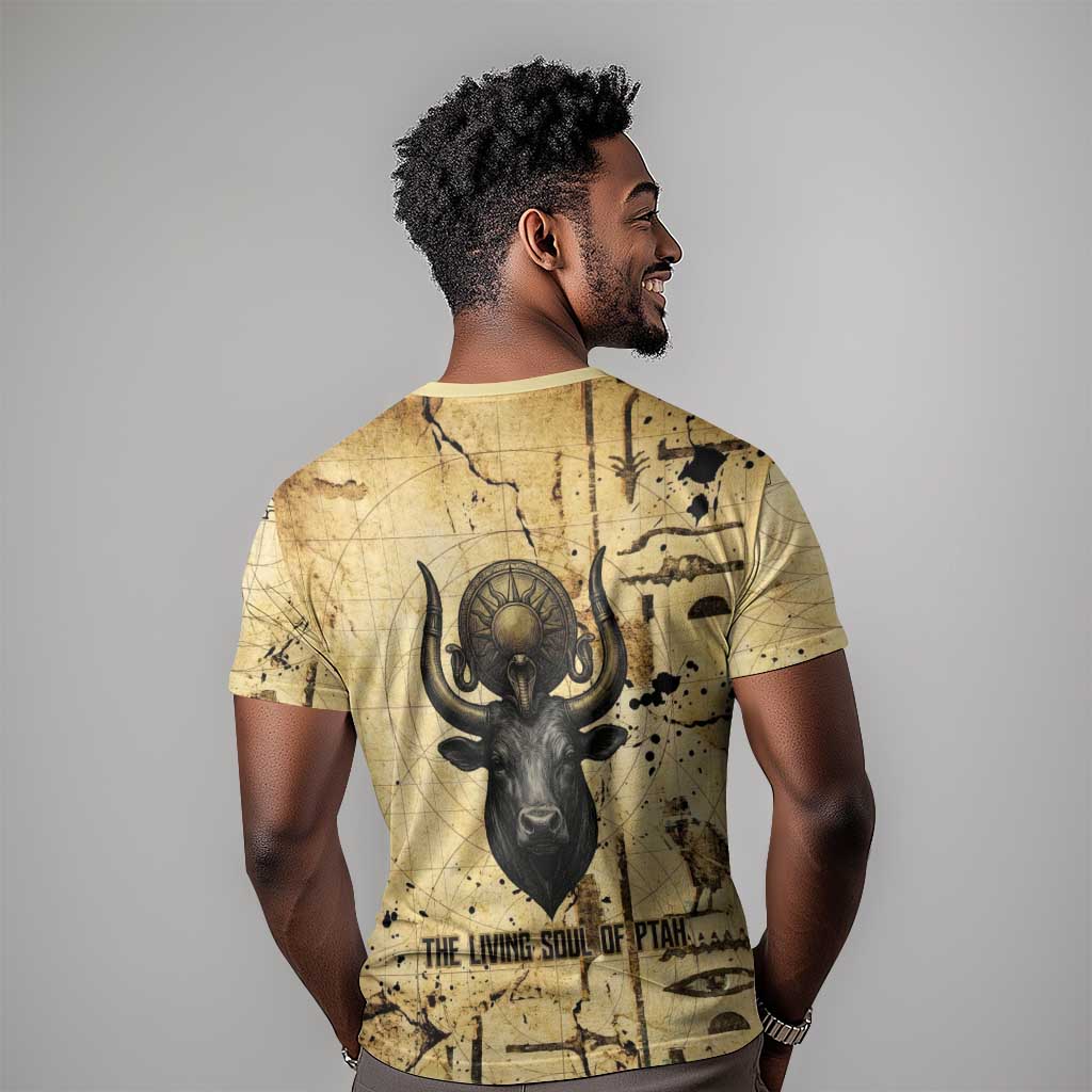 Apis T-Shirt Ancient Egyptian Papyrus Map, Egyptian Crown Bull Illustration Graphic Tee