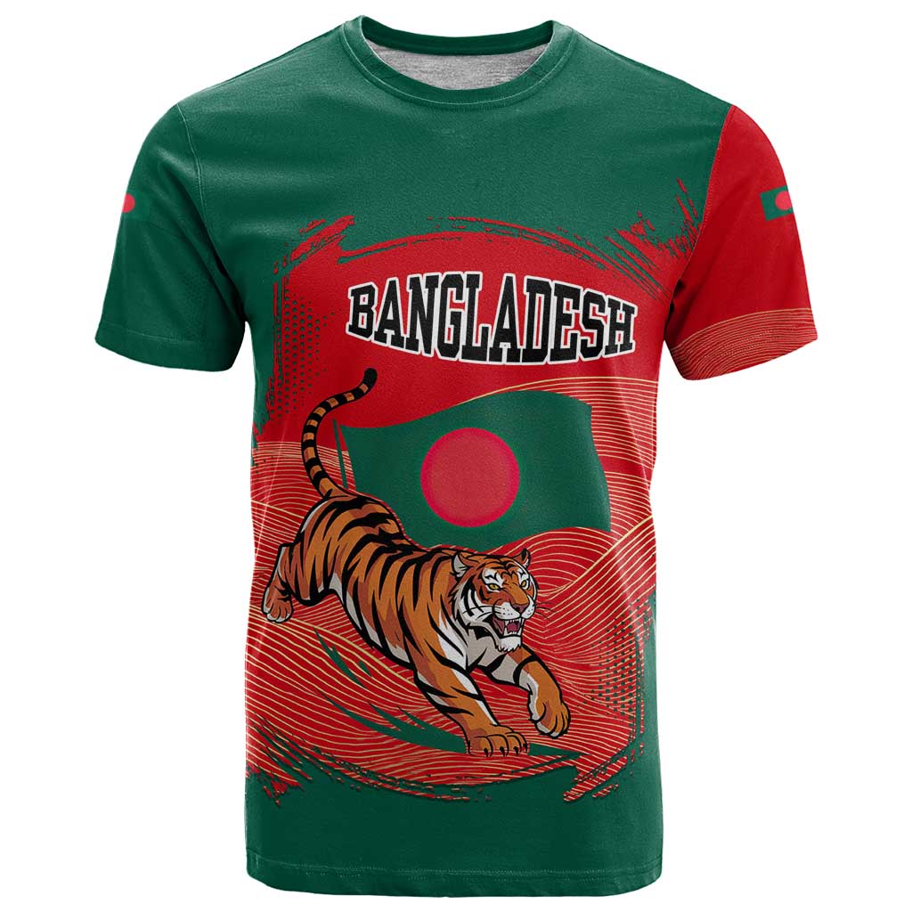 Bangladesh Flag T-Shirt with Royal Bengal Tiger Design Graphic Tee
