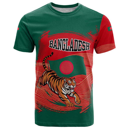 Bangladesh Flag T-Shirt with Royal Bengal Tiger Design Graphic Tee